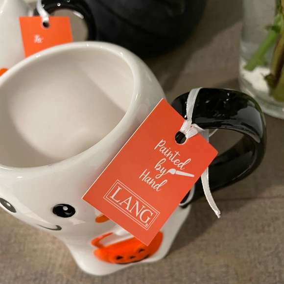 LANG WHITE CERAMIC GHOST MUGS W/ORANGE PUMPKINS 2023 - Picture 7 of 7
